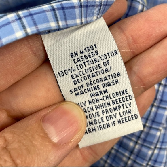 RALPH Lauren Slim Fit Blue Micro-Plaid Shirt Size L - Picture 8 of 8